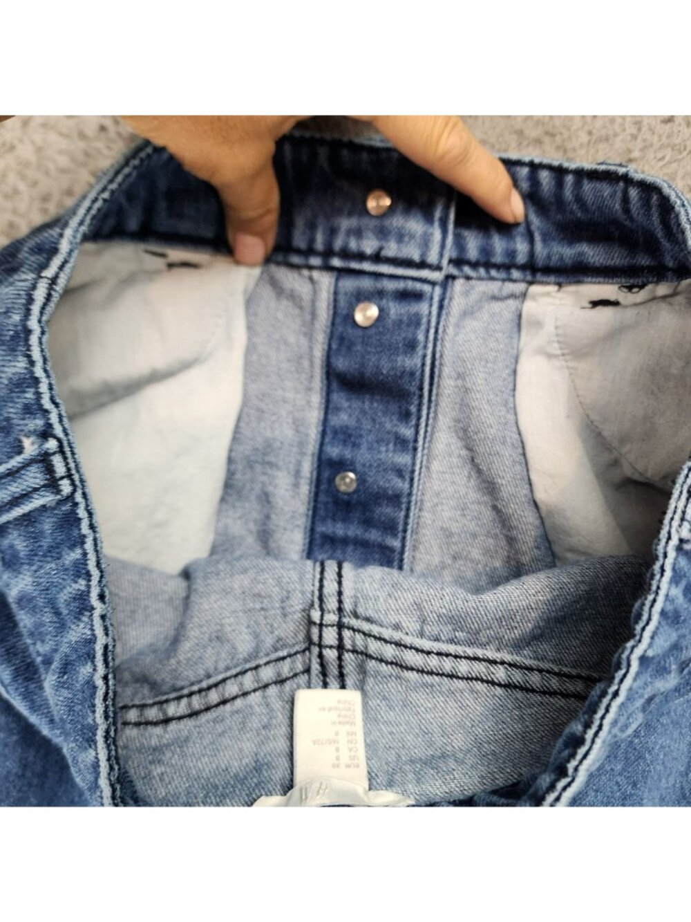 H&M Skirt Womens 8 Blue Cotton Denim Button Jean Mini - Picture 5 of 8